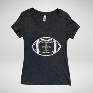 Women's Gray Distressed New Orleans Saints Football T-Shirt